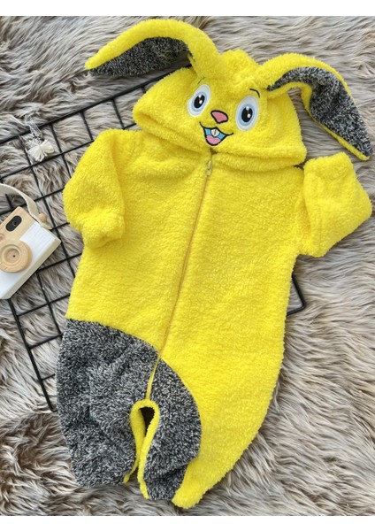 Welsoft Peluş Unisex Fermuarlı Kışlık Tavşan Bebek Uyku Tulumu