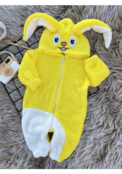 Welsoft Peluş Unisex Fermuarlı Kışlık Tavşan Bebek Uyku Tulumu