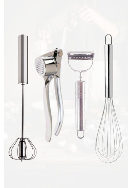 Çelik Sarımsak Ezici Julyen Soyacak Basmalı Otomatik Çırpıcı ve Tel Çırpıcı