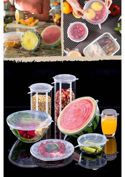 Tazeliği Koruyan 6'lı Silikon Strech Kapak