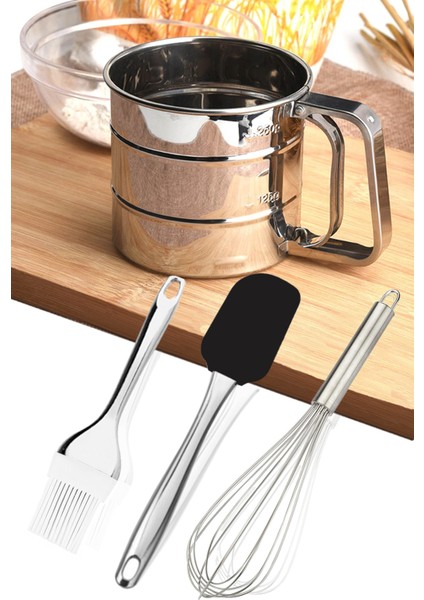 4 Parça Un Eleği Spatula Yumurta Fırçası ve Çırpıcı Kek Yapma Seti