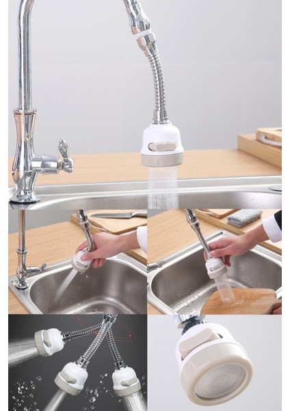 3 Fonksiyonlu Su Tasarruflu Spiral Batarya ve Musluk Başlığı Ucu