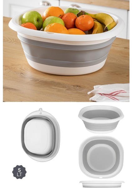 2'li Set Katlanır Badya Leğen Katlanabilir Badya 5 Litre