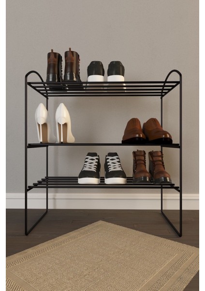 3 Katlı Modüler Pratik Ayakabılık ve Havluluk Rafı Demonte