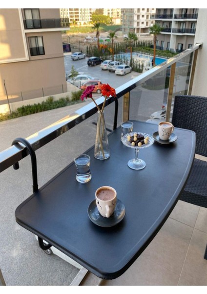 Pratik Balkon Masası, Askılı Balkon Masası, Katlanabilir Masa 40X80 cm