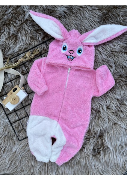 Welsoft Peluş Unisex Fermuarlı Kışlık Tavşan Bebek Uyku Tulumu