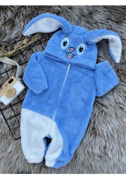 Welsoft Peluş Unisex Fermuarlı Kışlık Tavşan Bebek Uyku Tulumu