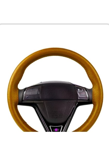 Oto Dikmeli Direksiyon Kılıfı Kahverengi-Deri Siyah Ipli Esnek Kokusuz Standart ( 38×10CM )