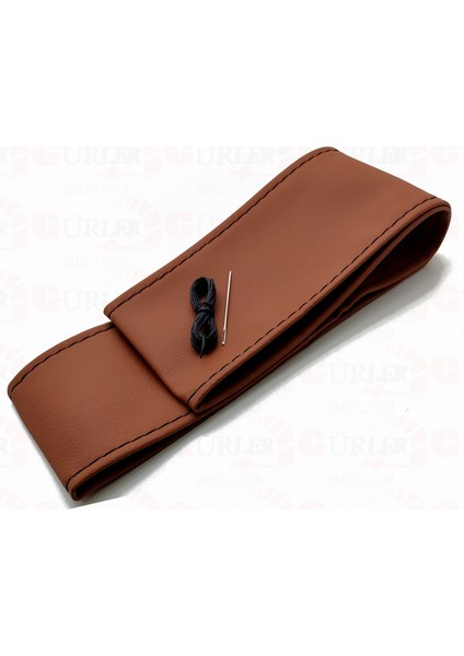 Oto Dikmeli Direksiyon Kılıfı Kahverengi-Deri Siyah Ipli Esnek Kokusuz Standart ( 38×10CM ) fırsatları
