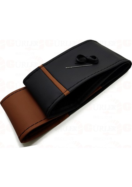 Universal Deri Dikmeli Direksiyon Kılıfı Iki Renkli Yüzüklü Kahverengi Siyah A+Plus ( 38×10.5cm ) fiyatları