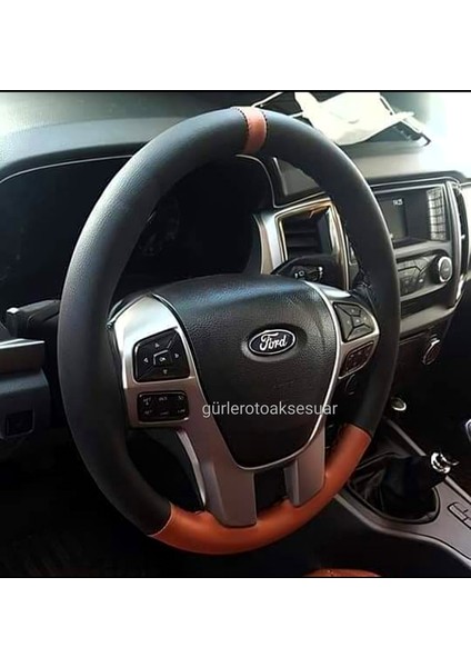 Universal Deri Dikmeli Direksiyon Kılıfı Iki Renkli Yüzüklü Kahverengi Siyah A+Plus ( 38×10.5cm ) indirimleri