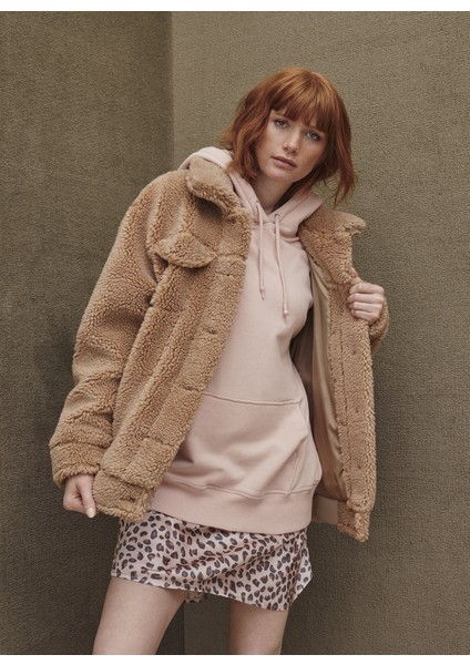 Ceket Yaka Deve Tüyü Astarlı Kadın Pelüş Mont 1113951 indirimleri