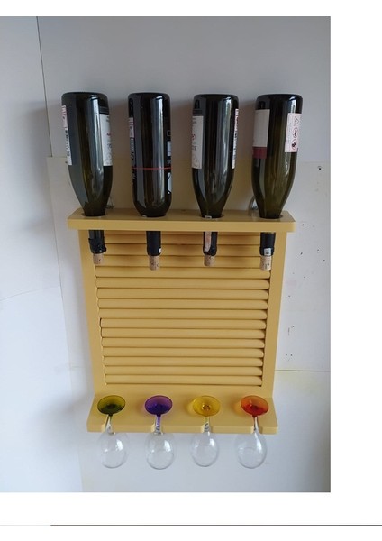 Ahşap Bambu Krem Renk Oymalı El Yapımı Şaraplık Kadehlik 44*50 cm