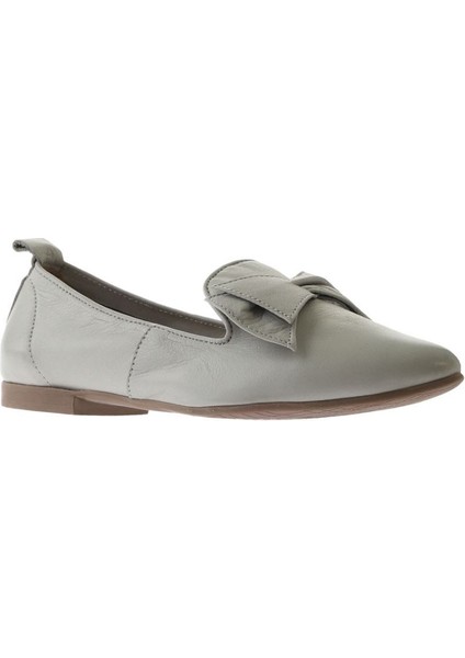 Gri Deri Kadın Topuklu Babet modelleri