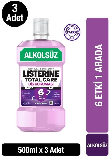 Total Care Hafif Tat Alkolsüz Ağız Bakım Suyu 500 ml x 3