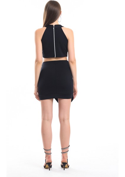 Payet Detaylı Bustiyer ve Etek Abiye Takım | TKM31230 Bej Gümüş indirimleri