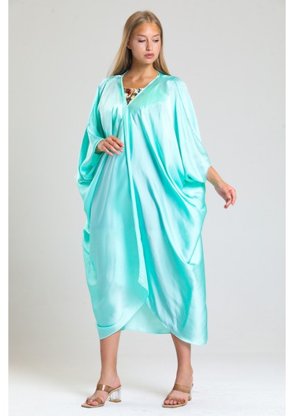 Şifon Plaj Kimono | ELB33597 Mint Saten