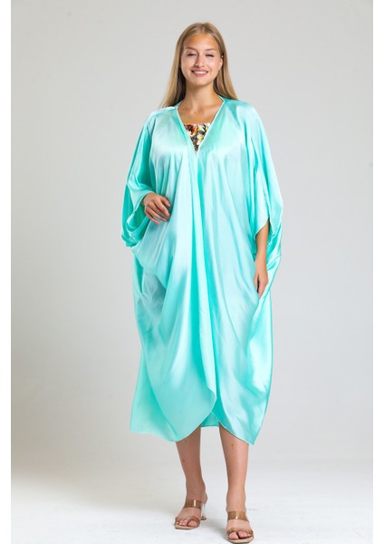 Şifon Plaj Kimono | ELB33597 Mint Saten