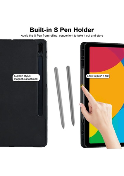 Samsung Galaxy Tab S7 Fe / S7 Plus / S8 Plus 12.4" Kılıf Kalem Bölmeli Smart Case X800 T730 T970
