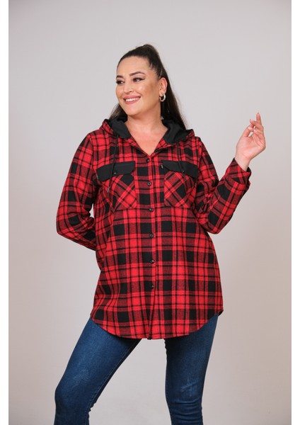 Büyük Beden Kapuşonlu Kadın Gömlek modelleri