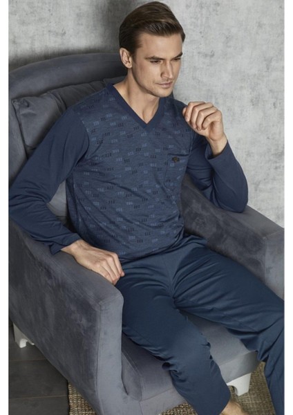Kly 7420 Erkek Battal V Yaka Pijama Takımı