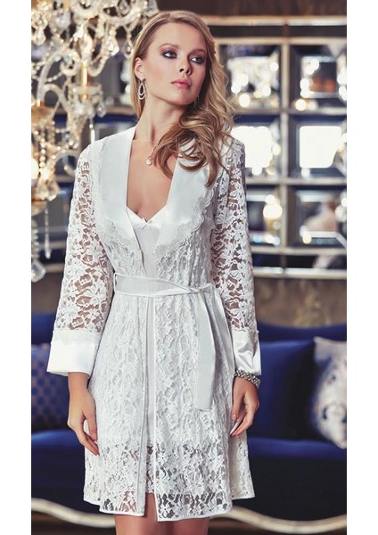 2578 Penye Dantelli Ikili Kısa Gecelik Sabahlık Takım fiyatları