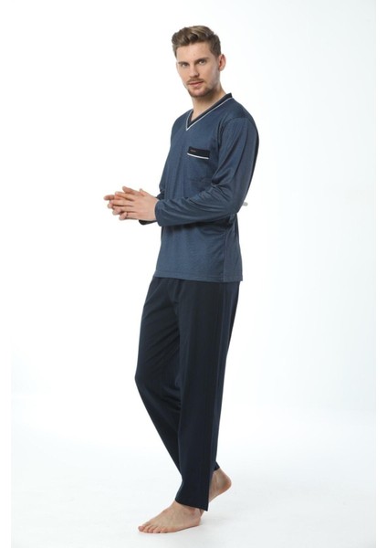 Kly 7105 Erkek V Yaka Pijama Takımı