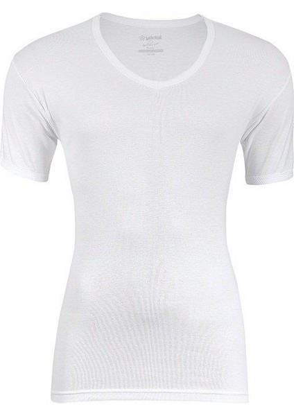 60 Beyaz Ribana V Yaka Erkek Body