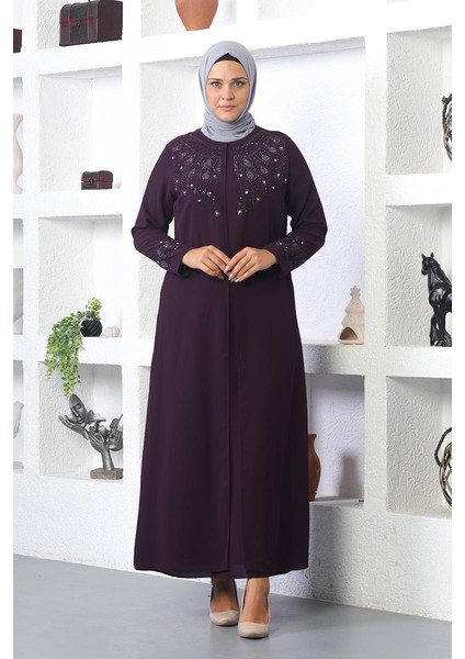 Tesettür Abiye Elbise Mürdüm