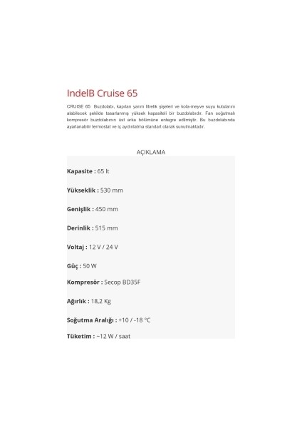 Cruise 65 Karavan & Marin Buzdolabı (12V-24V)