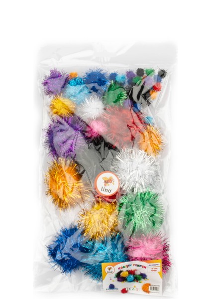 Simli Karışık Renkli ve Karışık Boy Yumuşak Ponpon (40’lı)