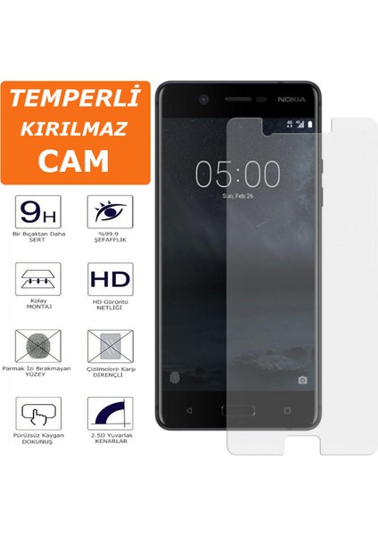 Nokia 5 Ekran Koruyucu 9h Parlak 2.5d Şeffaf Sert Temperli Kırılmaz Cam Ekran Koruma Hd (HW08YBQ) modelleri