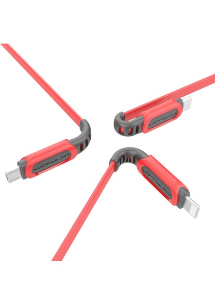 Apple iPhone 11 Şarj Kablosu 3 In 1 Hızlı Şarj ( Lightning - Micro USB - Type C ) KNF-DC123