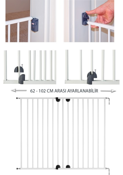 62-102 cm Metal Uzayan Güvenlik Kapısı Beyaz