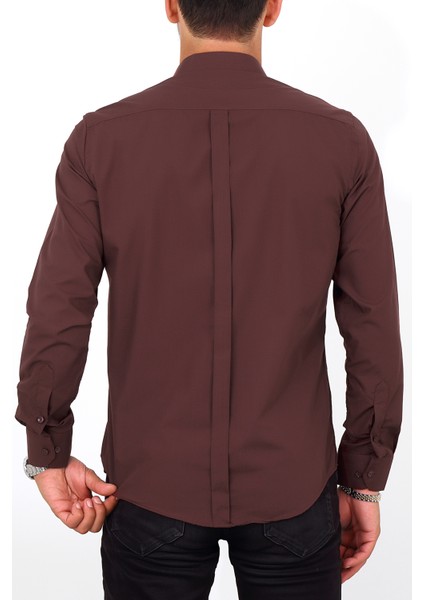 Slim Fit Bordo Renk Erkek Gömlek fırsatları