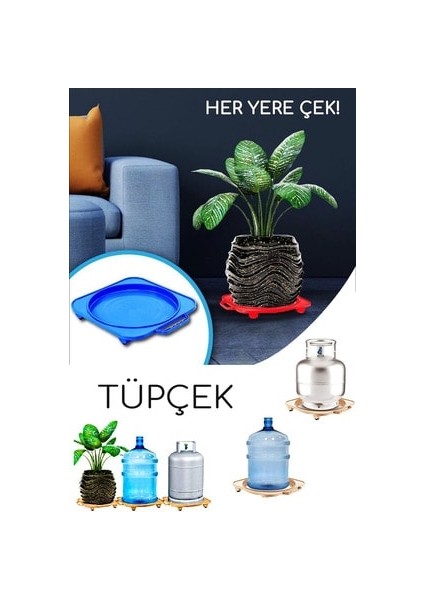 4 Tekerlekli Taşıma Aparatı Tüpçek Damacana Tüp Saksı Altlığı