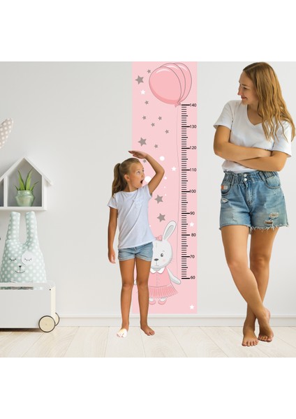 Sevimli Tavşan ve Balon Temalı Çocuk Odası Boy Ölçer Sticker fırsatları