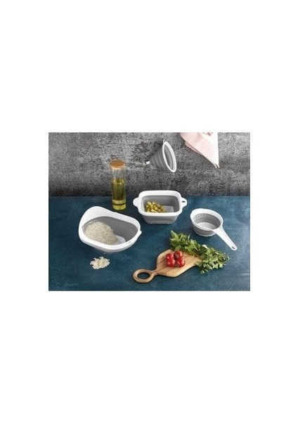 Katlanır Mutfak Seti 4 Parça Huni Süzgeç Seti