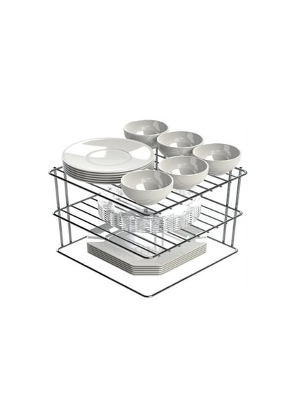 Dolap Içi Katlı Köşe Metal Raf Düzenleyici