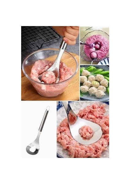 Paslanmaz Çelik Köfte ve Lokma Kaşığı Pratik Lokma Dökme Hamur Şekillendirici Kaşık