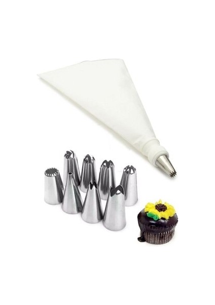 Metal 9 Duylu Krema Torbası Seti - 9 Uçlu Krema Sıkma Torbası