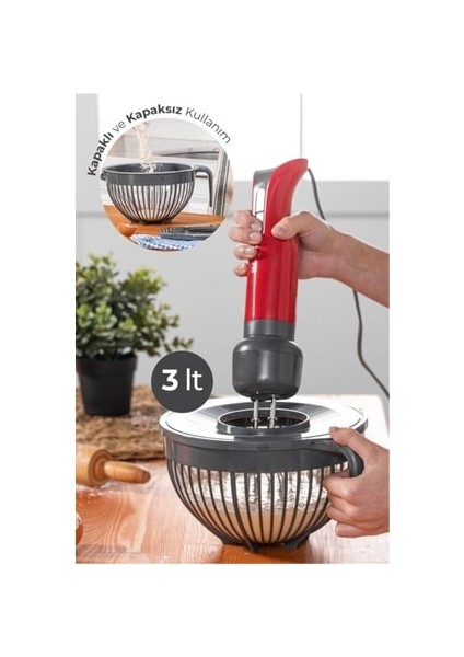 Linea Kapaklı Mikser Kabı 3 Litre