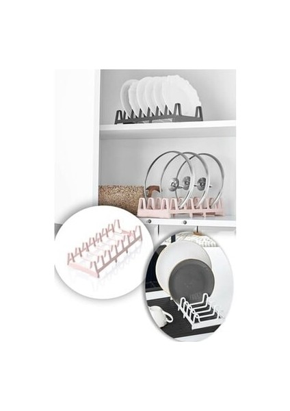 Tencere Kapağı Organizeri - 6 Bölmeli Tencere Kapak Rafı
