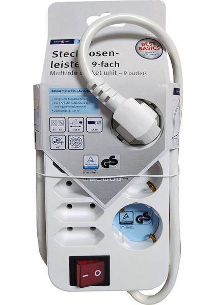 Çoklu Priz Beyaz 9'lu