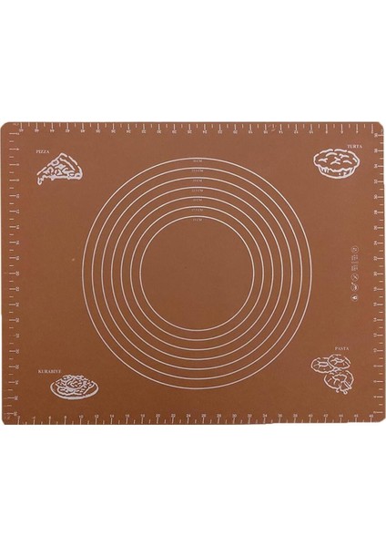 Silikon Hamur Açma Matı (Ölçülü) - Kahverengi - 50X40 (±0,5) cm