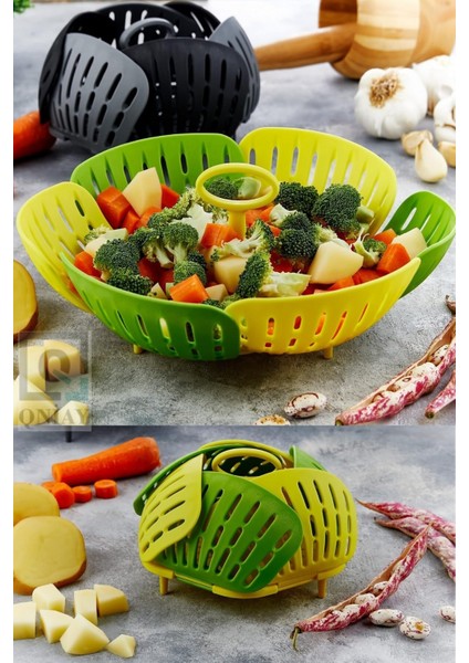 Pratik Buharda Lezzetli Sebze Meyve Haşlama Pişirme Sepeti Katlanabilir Haşlayıcı Aparat