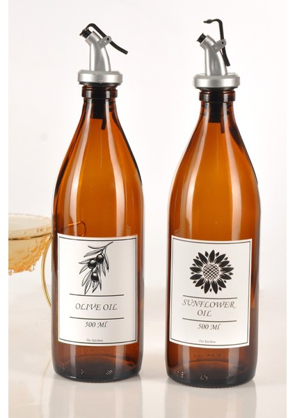 Lüx Amber 500 ml Zeytinyağı ve Ay Çiçeği Yağlık Yağdanlık Şişesi