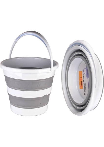 Gri Pratik Katlanabilir Su Kovası 12,8 Lt