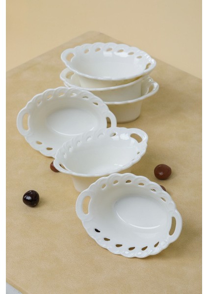 Lüx Porselen 6 Adet Desenli Mini Sosluk, Reçellik