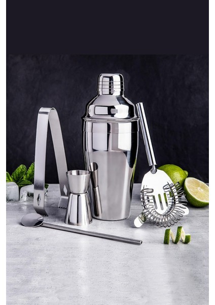 Kokteyl Hazırlama Seti Paslanmaz Çelik Shaker 5 Parça RA028